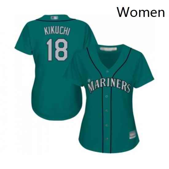 Womens Seattle Mariners 18 Yusei Kikuchi Replica Teal Green Alternate Cool Base Baseball Jersey